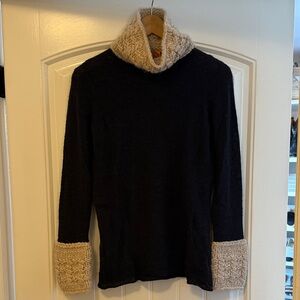 Tory Burch Black and Cream Cowl Neck Sweater